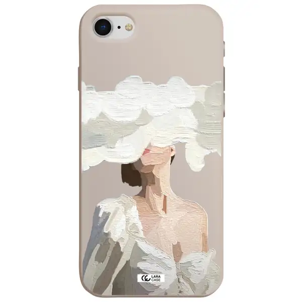 a woman with a cloud covering her face Apple iPhone se 2020 Silicone Stone Case