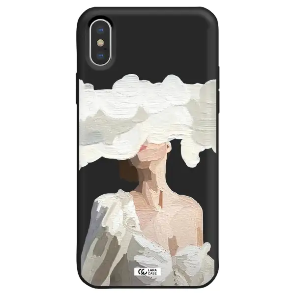 a woman with a cloud covering her face Apple iPhone X Silicone black Case