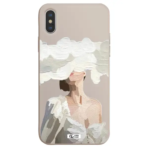 a woman with a cloud covering her face Apple iPhone X Silicone Stone Case