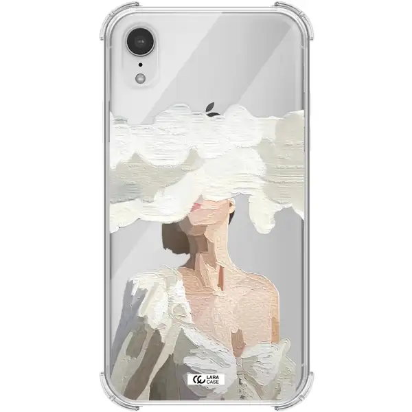 a woman with a cloud covering her face Apple iPhone XR Clear PC Case