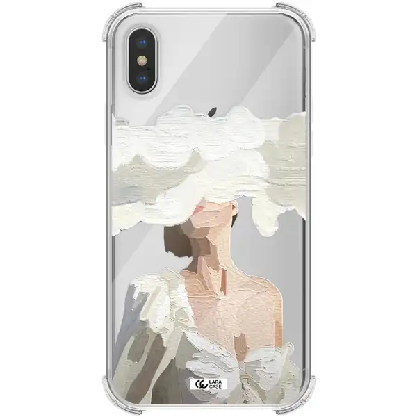 a woman with a cloud covering her face Apple iPhone XS max Clear PC Case
