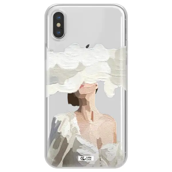 a woman with a cloud covering her face Apple iPhone XS max Clear TPU Case