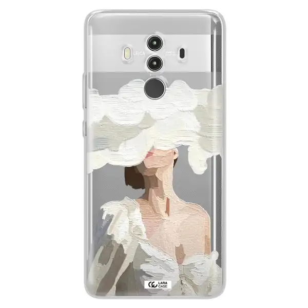 a woman with a cloud covering her face Huawei Mate 10 Clear TPU Case