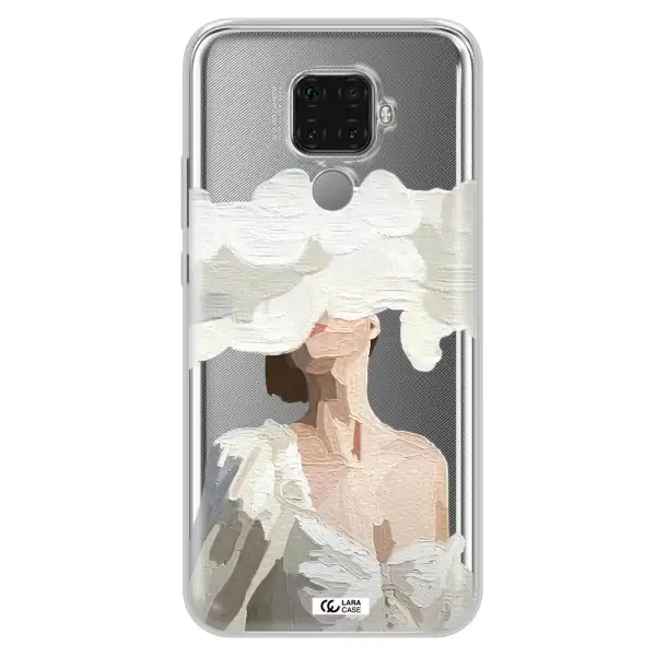 a woman with a cloud covering her face Huawei Mate 30 Lite Clear TPU Case