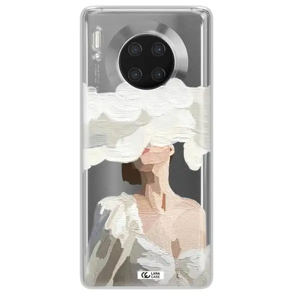 a woman with a cloud covering her face Huawei Mate 30 Pro Clear TPU Case
