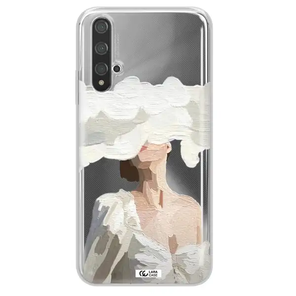 a woman with a cloud covering her face Huawei Nova 5t Clear TPU Case