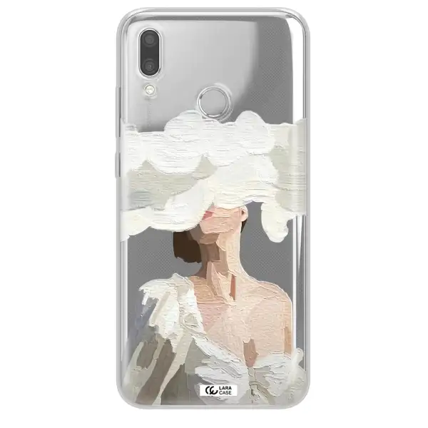a woman with a cloud covering her face Huawei P Smart 2019 Clear TPU Case