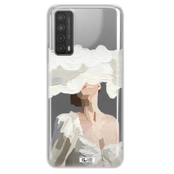 a woman with a cloud covering her face Huawei P Smart 2021 Clear TPU Case