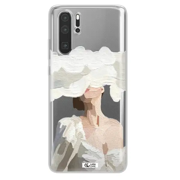 a woman with a cloud covering her face Huawei P30 Pro Clear TPU Case