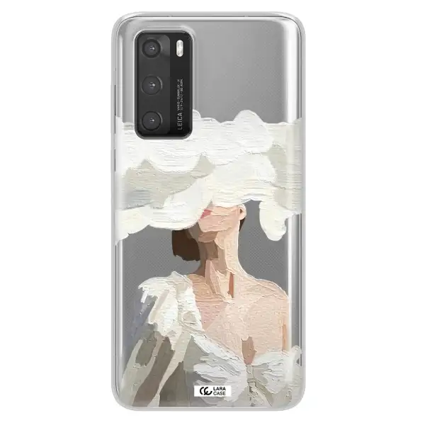 a woman with a cloud covering her face Huawei P40 Clear TPU Case