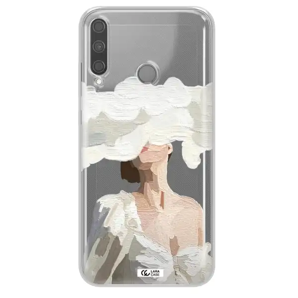 a woman with a cloud covering her face Huawei P40 Lite E Clear TPU Case