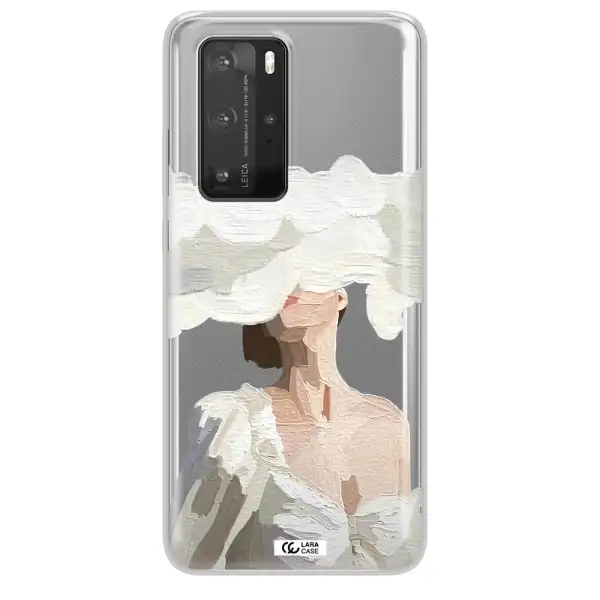 a woman with a cloud covering her face Huawei P40 Pro Clear TPU Case