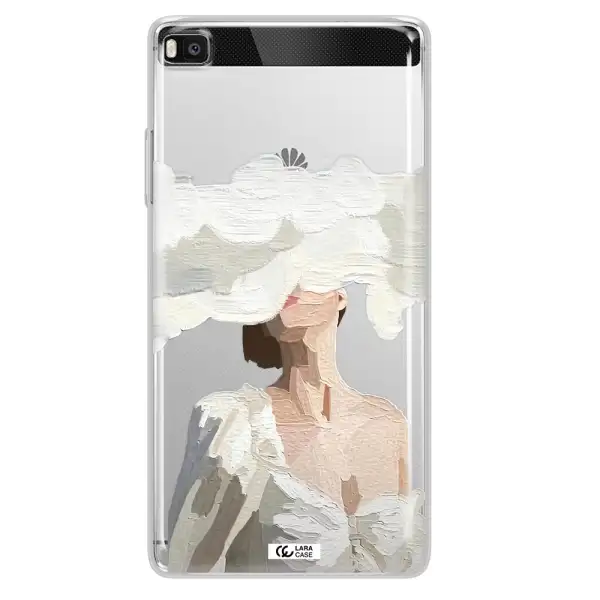 a woman with a cloud covering her face Huawei P8 Clear TPU Case