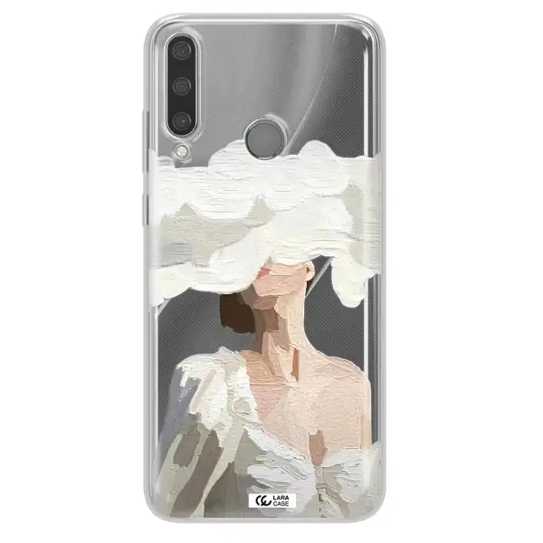 a woman with a cloud covering her face Huawei Y6P Clear TPU Case