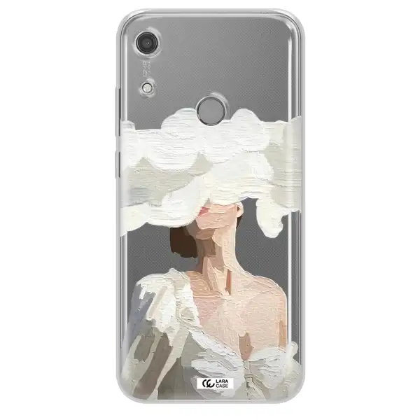 a woman with a cloud covering her face Huawei Y6S Clear TPU Case