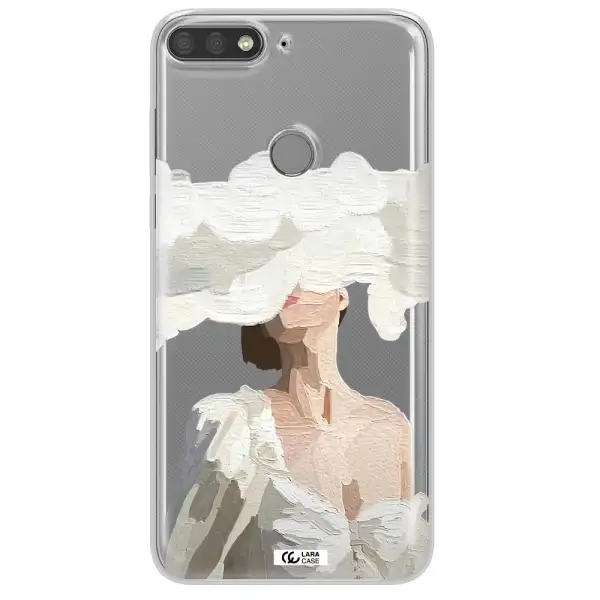 a woman with a cloud covering her face Huawei Y7 Prime 2018 Clear TPU Case
