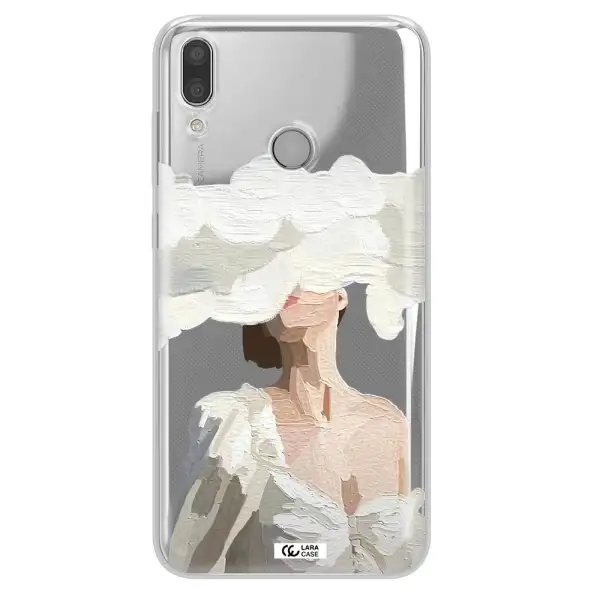 a woman with a cloud covering her face Huawei Y9 2019 Clear TPU Case