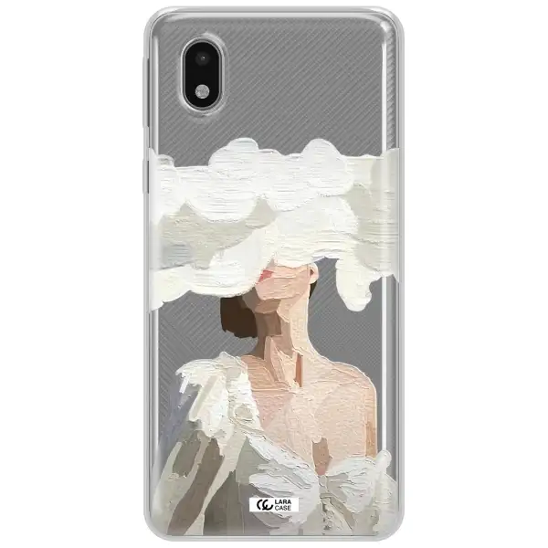 A Woman With A Cloud Covering Her Face Samsung A01 Core Clear Tpu Case