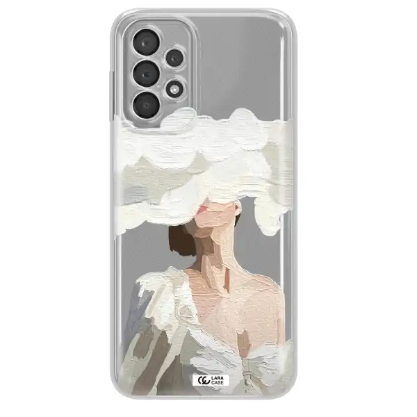 A Woman With A Cloud Covering Her Face Samsung A23 5G Clear Tpu Case
