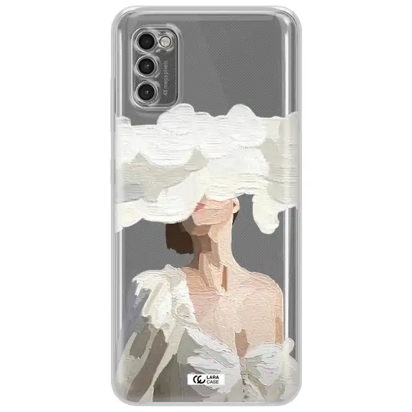 A Woman With A Cloud Covering Her Face Samsung A41 Clear Tpu Case