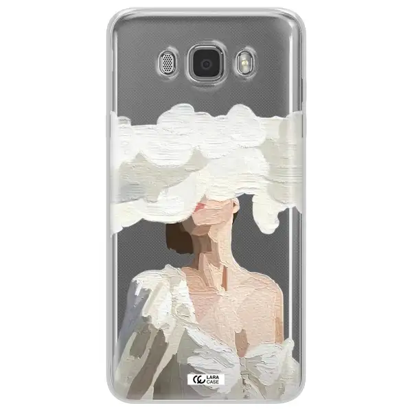 a woman with a cloud covering her face Samsung J7 2016 Clear TPU Case
