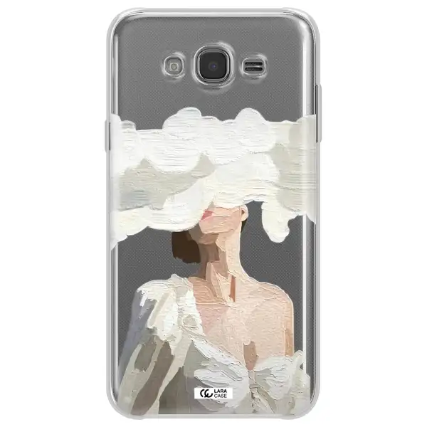 a woman with a cloud covering her face Samsung J7 Clear TPU Case