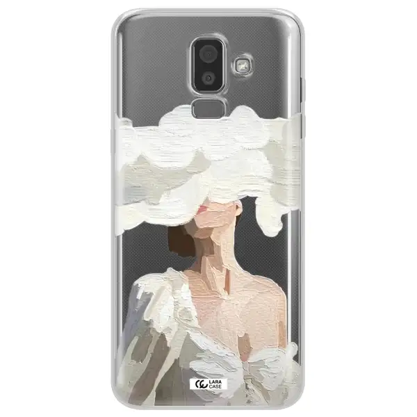 a woman with a cloud covering her face Samsung J8 Clear TPU Case