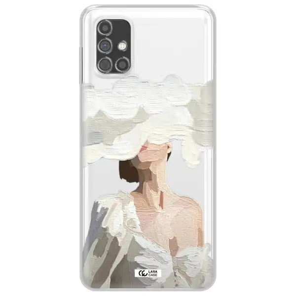 a woman with a cloud covering her face Samsung M31S Clear TPU Case