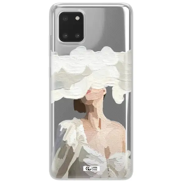 a woman with a cloud covering her face Samsung Note 10 Lite Clear TPU Case