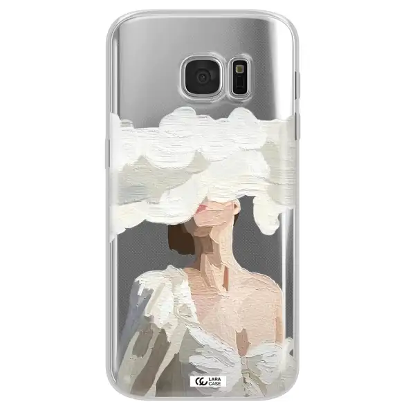 a woman with a cloud covering her face Samsung S 7 Clear TPU Case