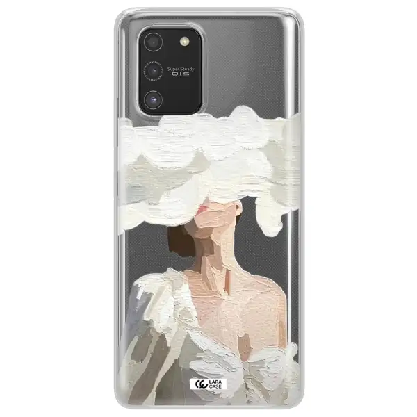 a woman with a cloud covering her face Samsung S10 Lite Clear TPU Case