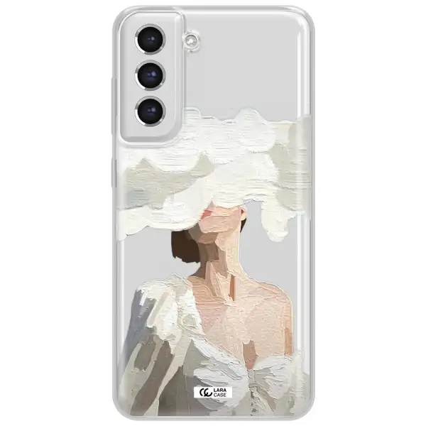 A Woman With A Cloud Covering Her Face Samsung S21 Fe Clear Tpu Case