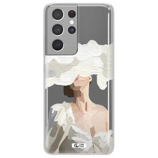 a woman with a cloud covering her face Samsung S21 Ultra Clear TPU Case