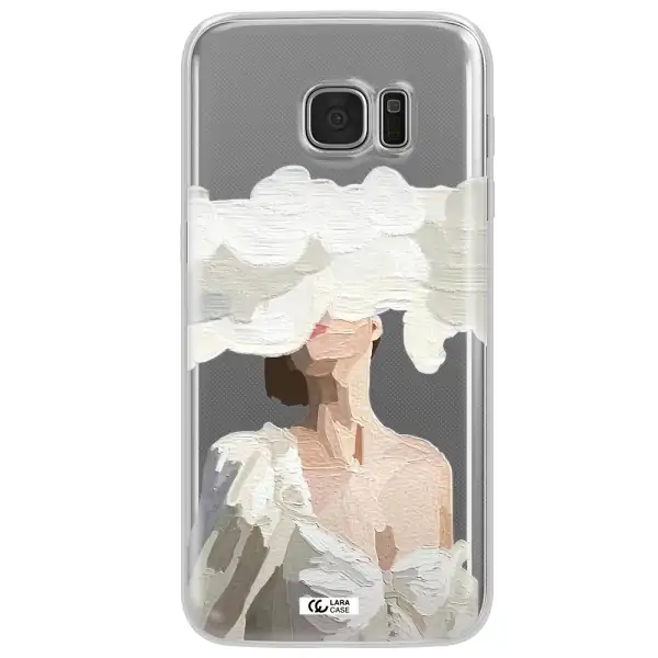 a woman with a cloud covering her face Samsung S7 Edge Clear TPU Case