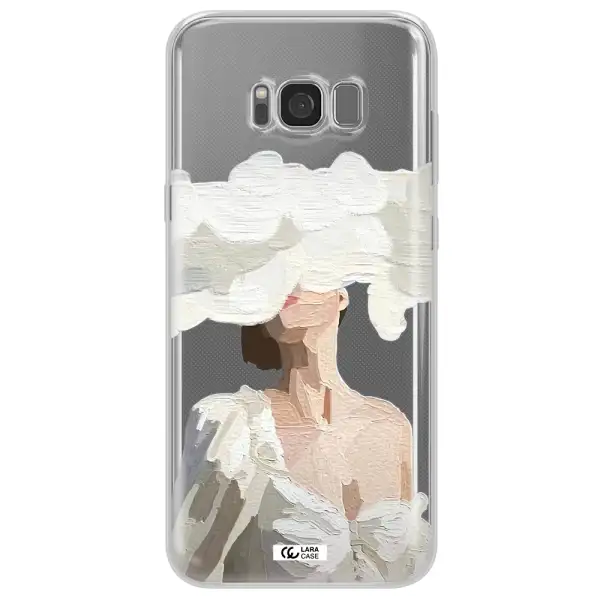 a woman with a cloud covering her face Samsung S8 Plus Clear TPU Case