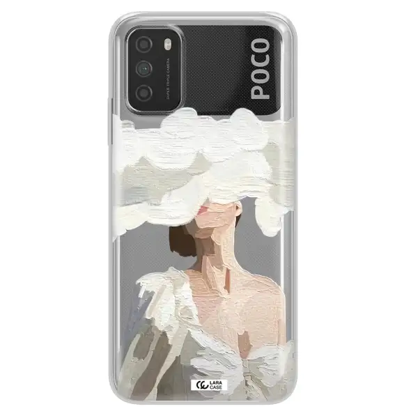 a woman with a cloud covering her face Xiaomi Poco M3 Clear TPU Case