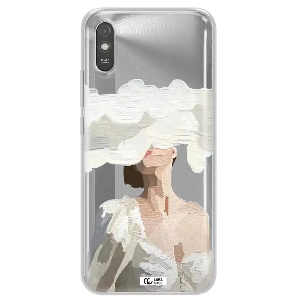 a woman with a cloud covering her face Xiaomi Redmi 9A Clear TPU Case