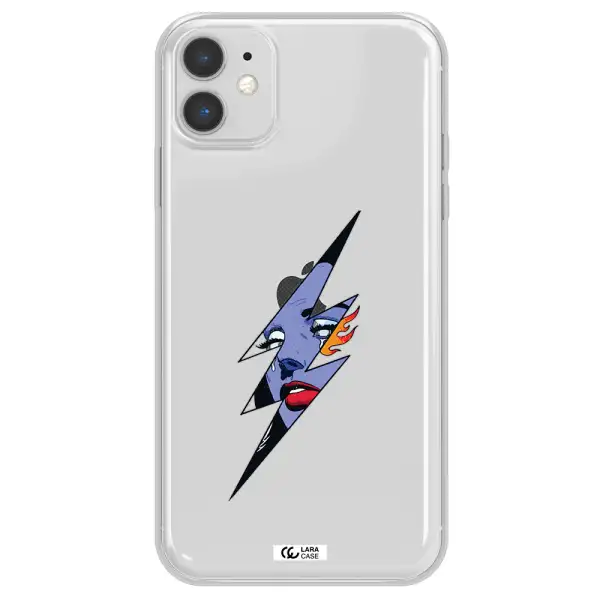 a lightning bolt with a woman's face Apple iPhone 11 Clear TPU Case
