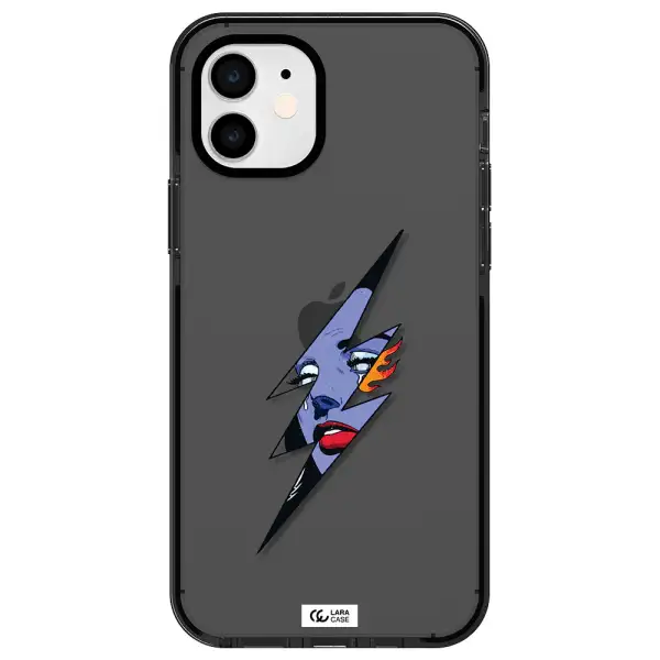 a lightning bolt with a woman's face Apple iPhone 11 impact Smoke Black Case