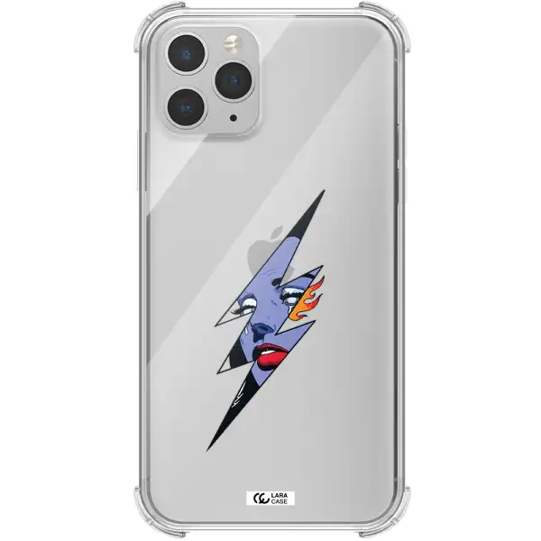 a lightning bolt with a woman's face Apple iPhone 11 pro Clear PC Case