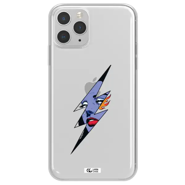 a lightning bolt with a woman's face Apple iPhone 11 pro max Clear TPU Case