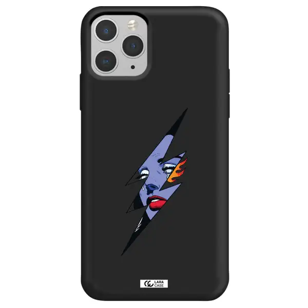 a lightning bolt with a woman's face Apple iPhone 11 pro max Silicone black Case