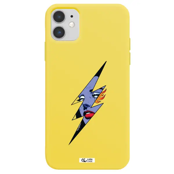 a lightning bolt with a woman's face Apple iPhone 11 Silicone canary yellow Case