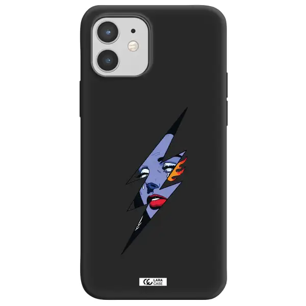 a lightning bolt with a woman's face Apple iPhone 12 mini Silicone black Case