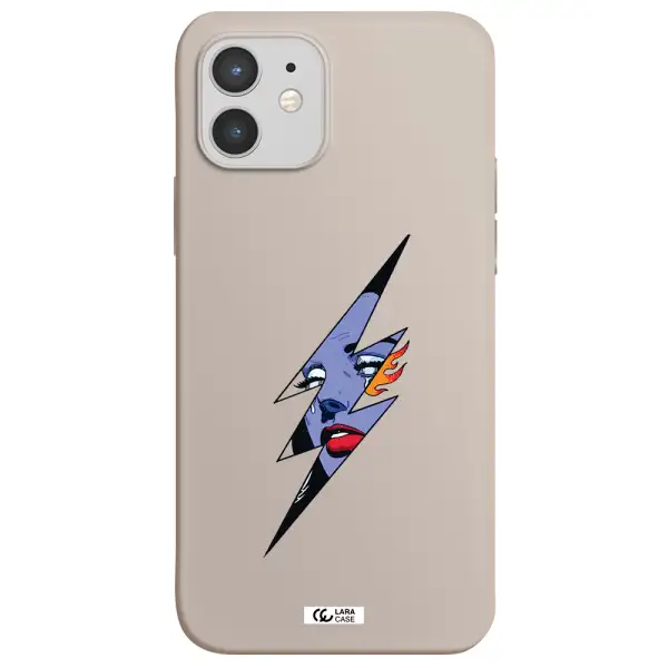 a lightning bolt with a woman's face Apple iPhone 12 mini Silicone Stone Case
