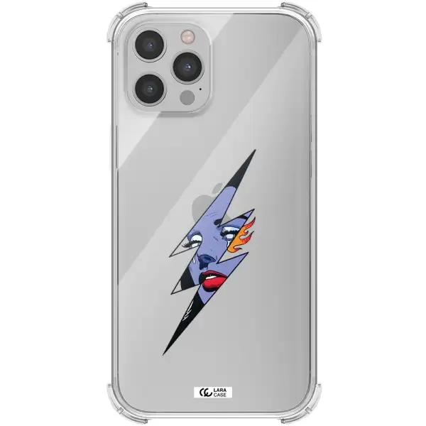 a lightning bolt with a woman's face Apple iPhone 12 pro max Clear PC Case