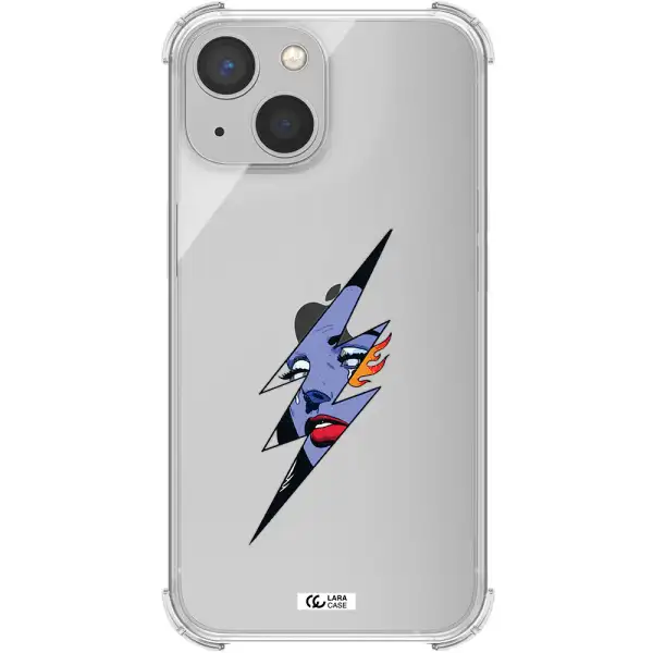 a lightning bolt with a woman's face Apple iPhone 13 Clear PC Case