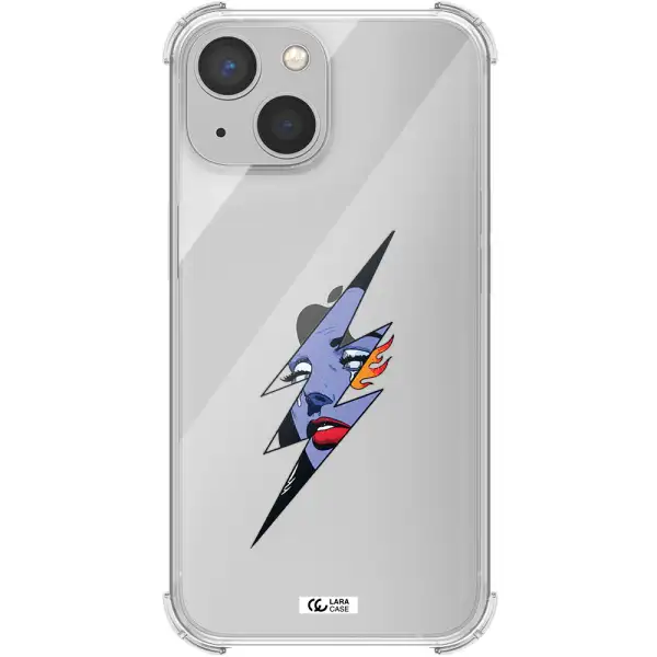 a lightning bolt with a woman's face Apple iPhone 13 mini Clear PC Case