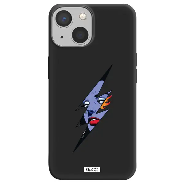 a lightning bolt with a woman's face Apple iPhone 13 mini Silicone black Case