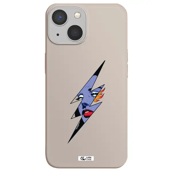 a lightning bolt with a woman's face Apple iPhone 13 mini Silicone Stone Case